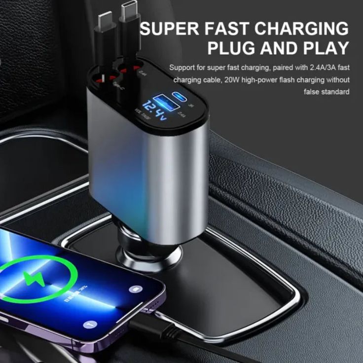 4-In-1 Retractable Car Charger