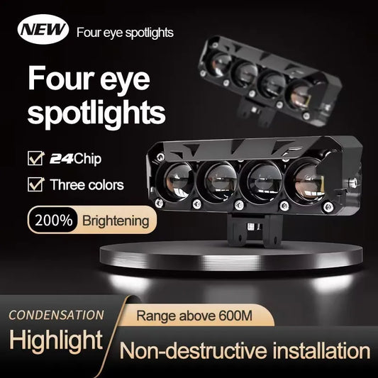 4-eye LED lights, white yellow high and low beams