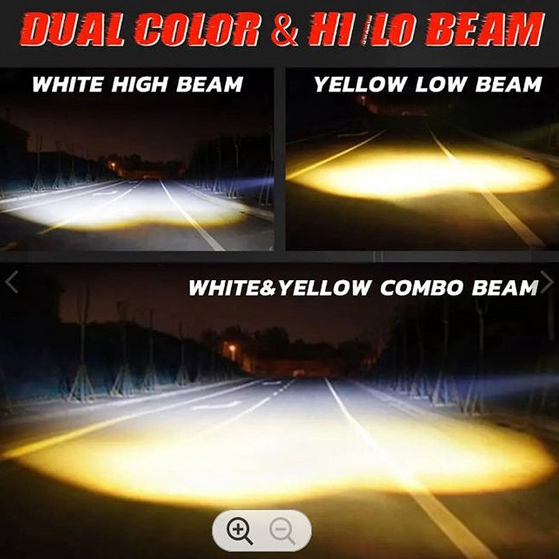 4-eye LED lights, white yellow high and low beams