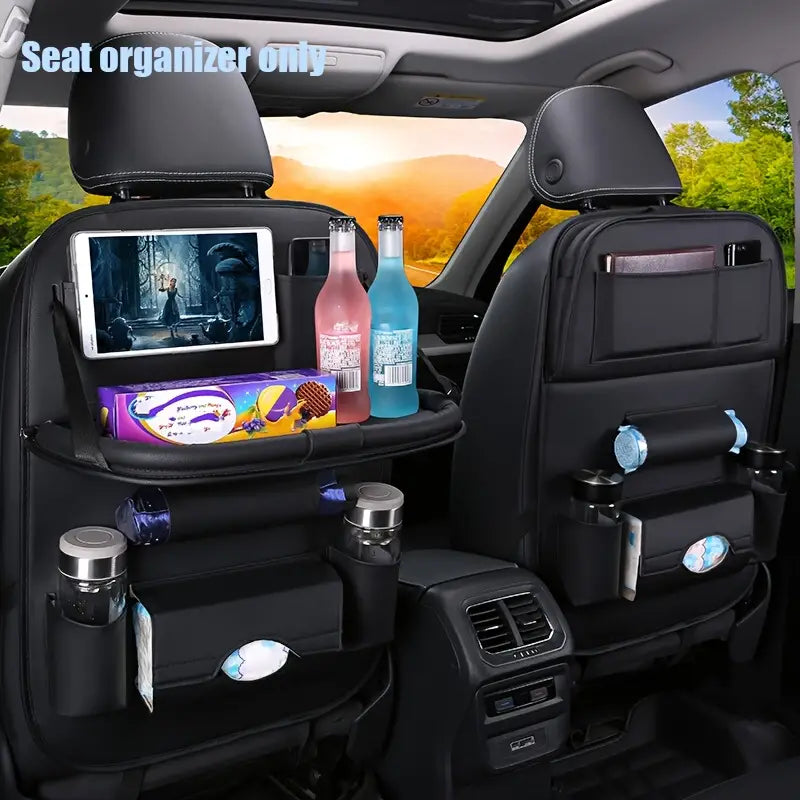 Car Seat Organizer with Foldable Tablet Holder Table and 6 Storage Pockets