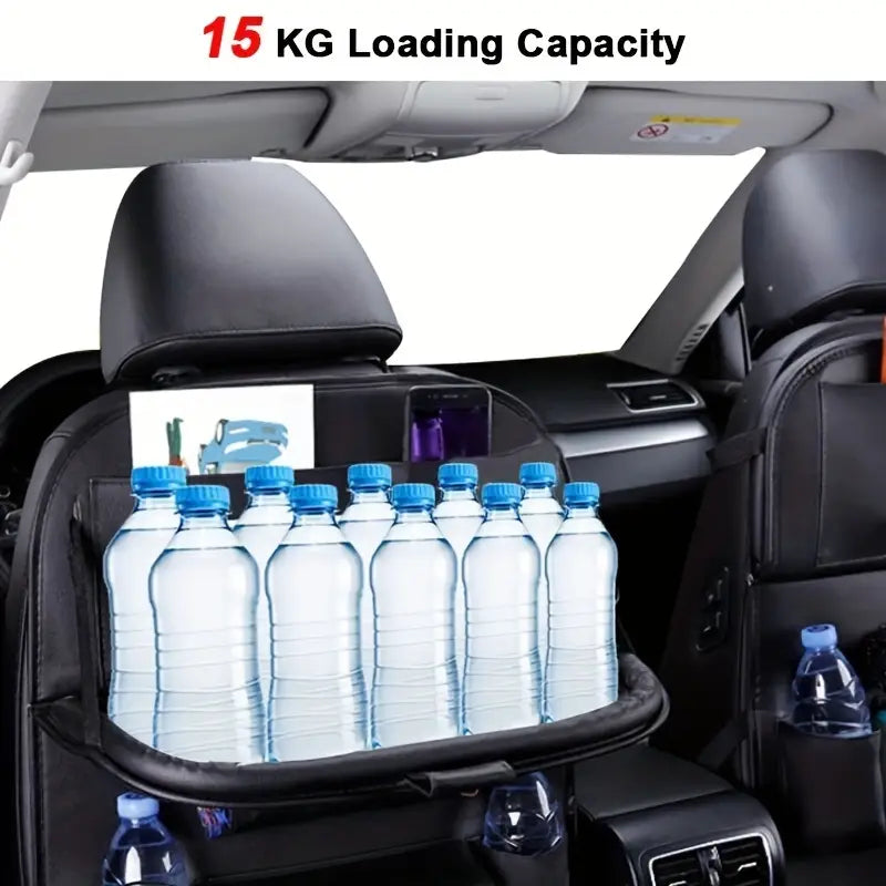 Car Seat Organizer with Foldable Tablet Holder Table and 6 Storage Pockets