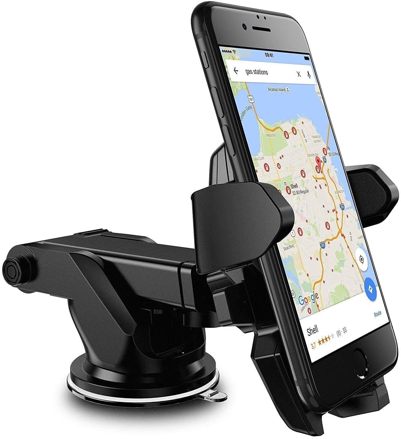 Universal Car Phone Holder with One Touch Technology - Windshield/Dashboard Mount