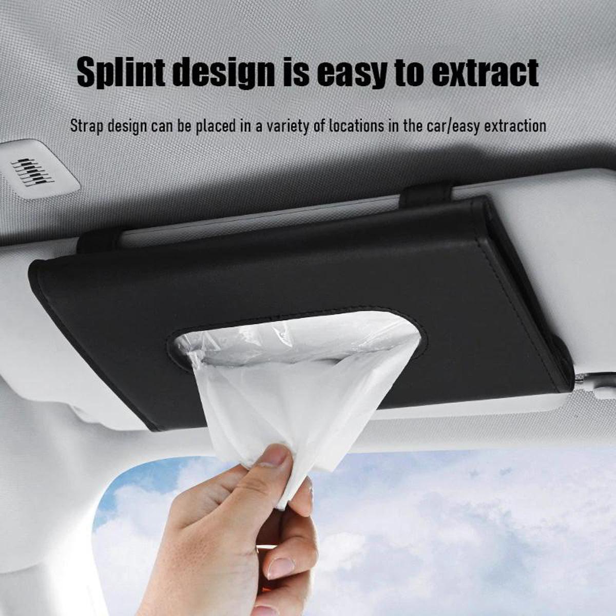 Car Sun Visor Leather Hanging Tissue Box